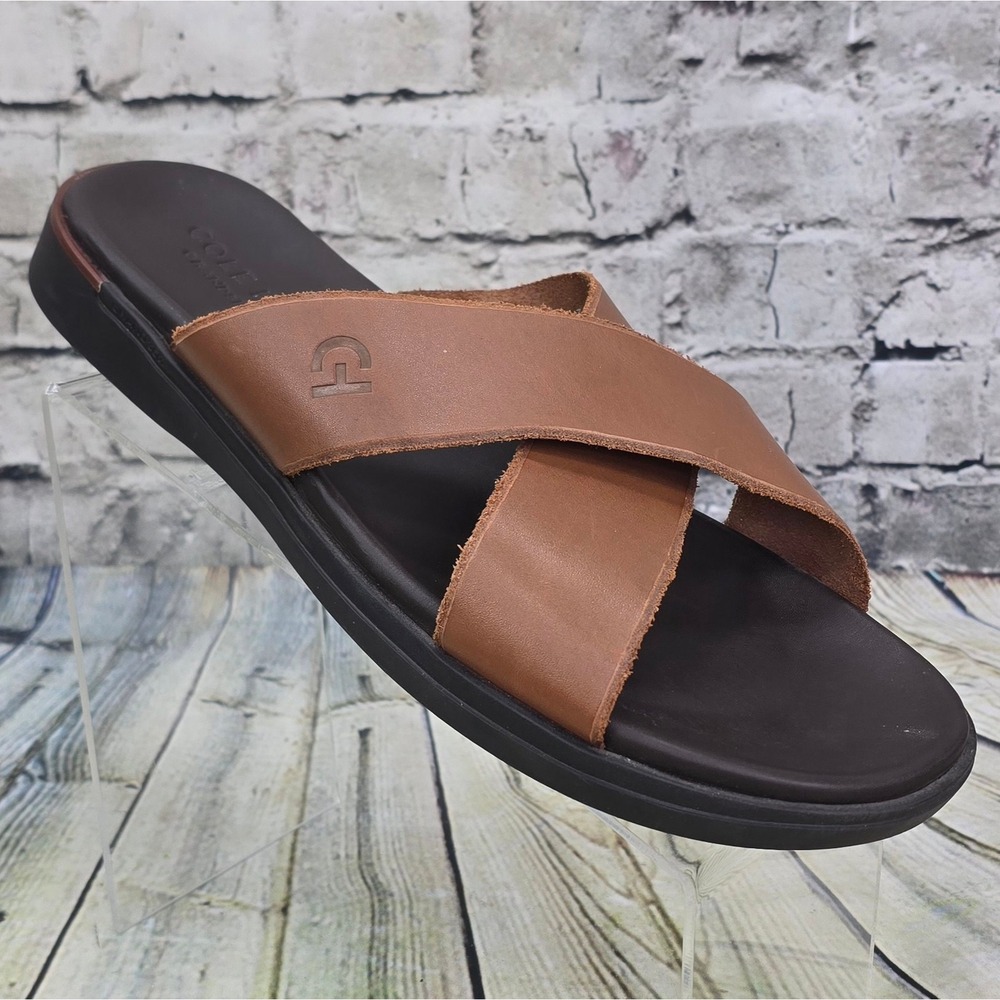 Cole Haan Grand Ambition Slide Sandals Mens 12 M Brown Leather C35788 Grand360